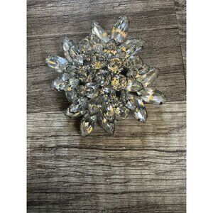 Vintage Weiss Austrian Rhinestone Brooch 1942 Crystal Flower Pin Elegant Stateme
